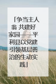 争当主人翁 共建好家园——平利县以党建引领基层善治的生动实践